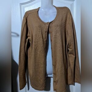 Posh Knit Louis Dell'olio Women Sz XL Silk Cashmere Blend Tan Cardigan Sweater